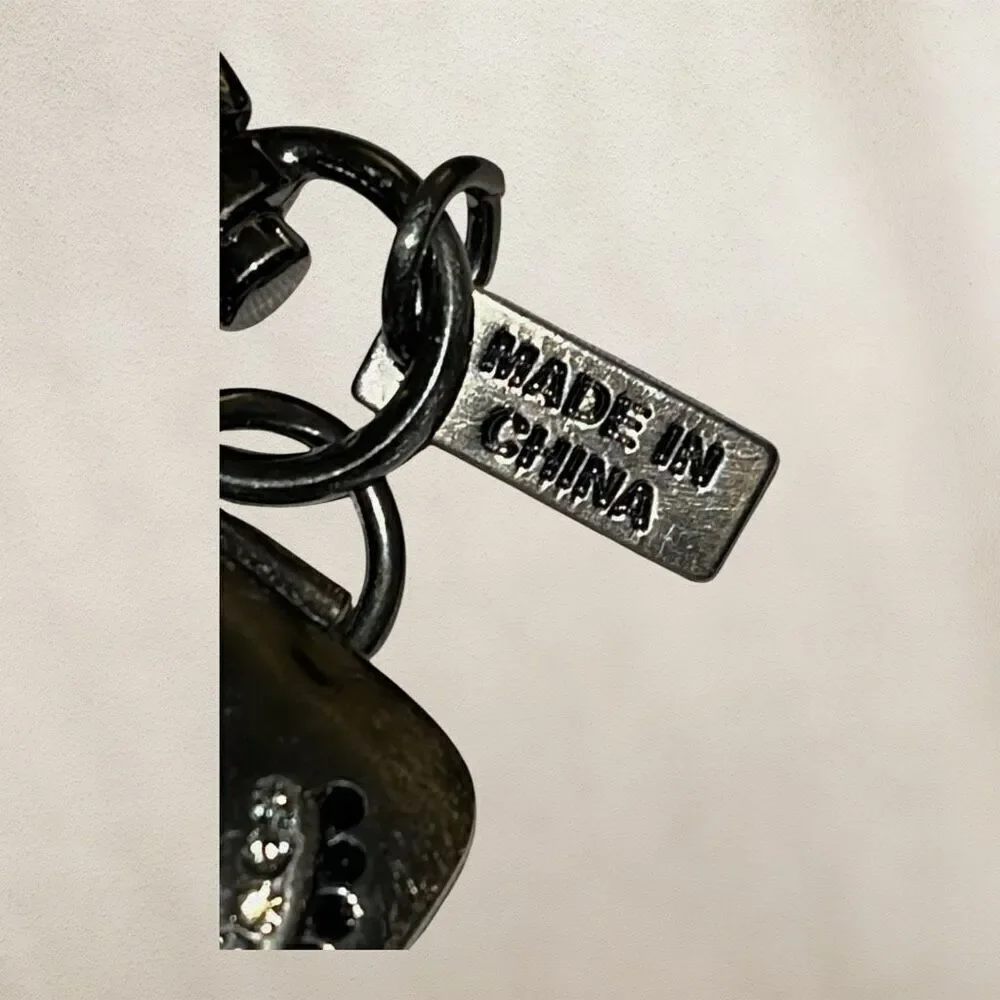 Chico’s Gun Metal Black & Silver Rhinestone Link Belt One Size